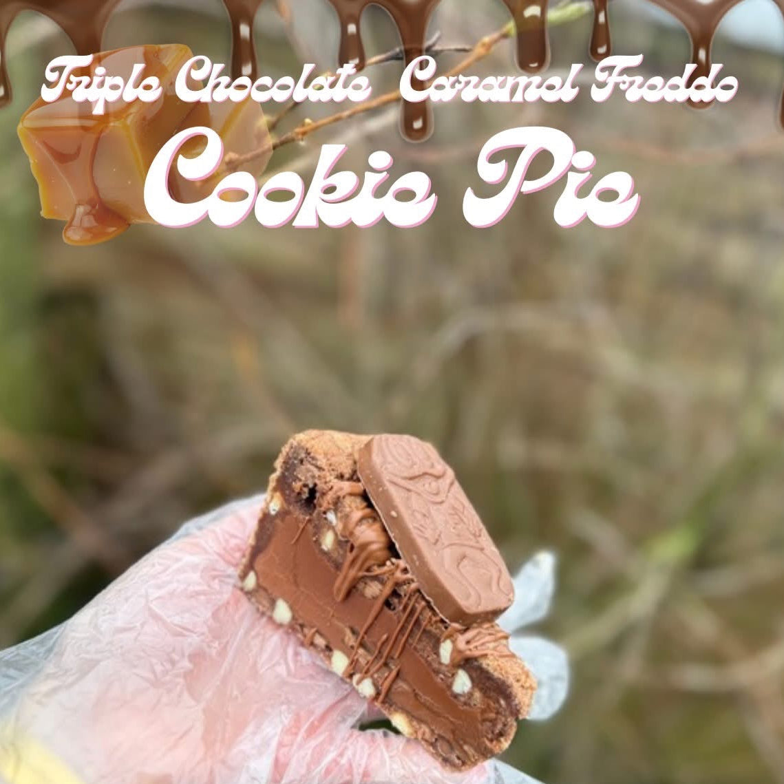 Triple Chocolate Caramel Freddo Cookie Pie